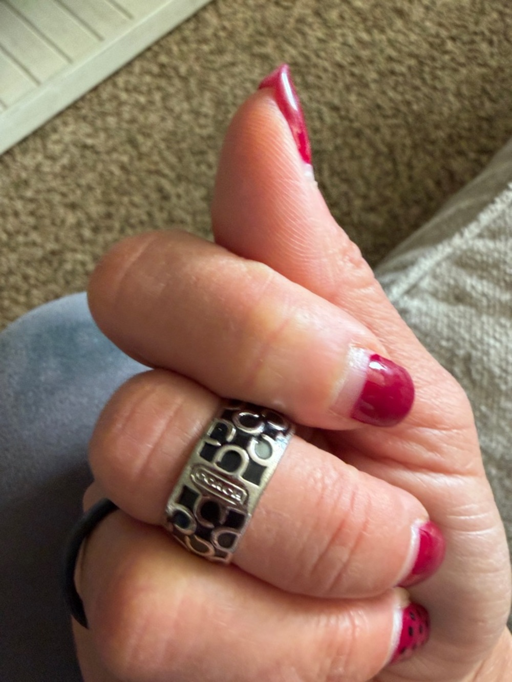 Coach Silver-Tone Signature Cutout Band Ring - Picture 7 of 7